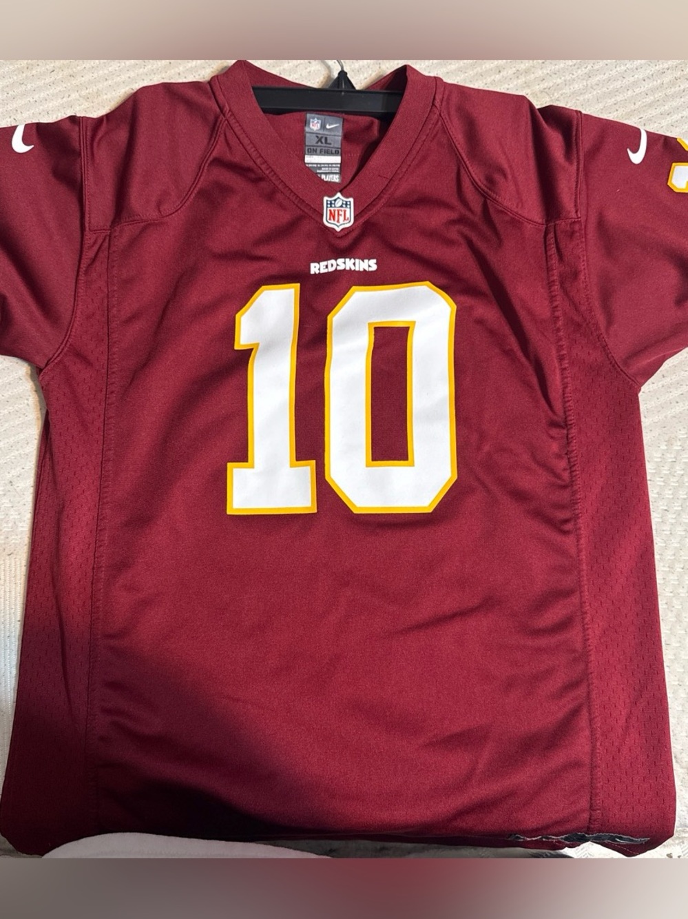 NFL Burgundy Football Jersey with White and Gold Accents #10